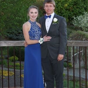 Size 3 two piece royal blue prom dress